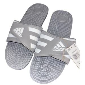 NIB ADIDAS Men's Adissage Slide Grey/White/Grey Size 18 Sporty